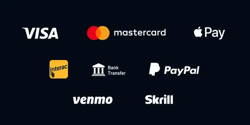 theScore Bet payments banner with logos of VISA, mastercard, Apple Pay, PayPal, Bank Transfer, interac, Skrill, and Venmo